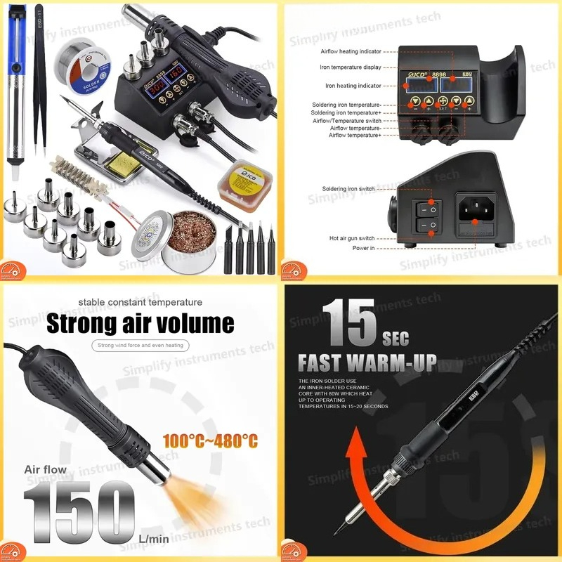 2 In 1 Soldering Rework Station 750W - 8898 솔더링 스테이션 750W 2 in